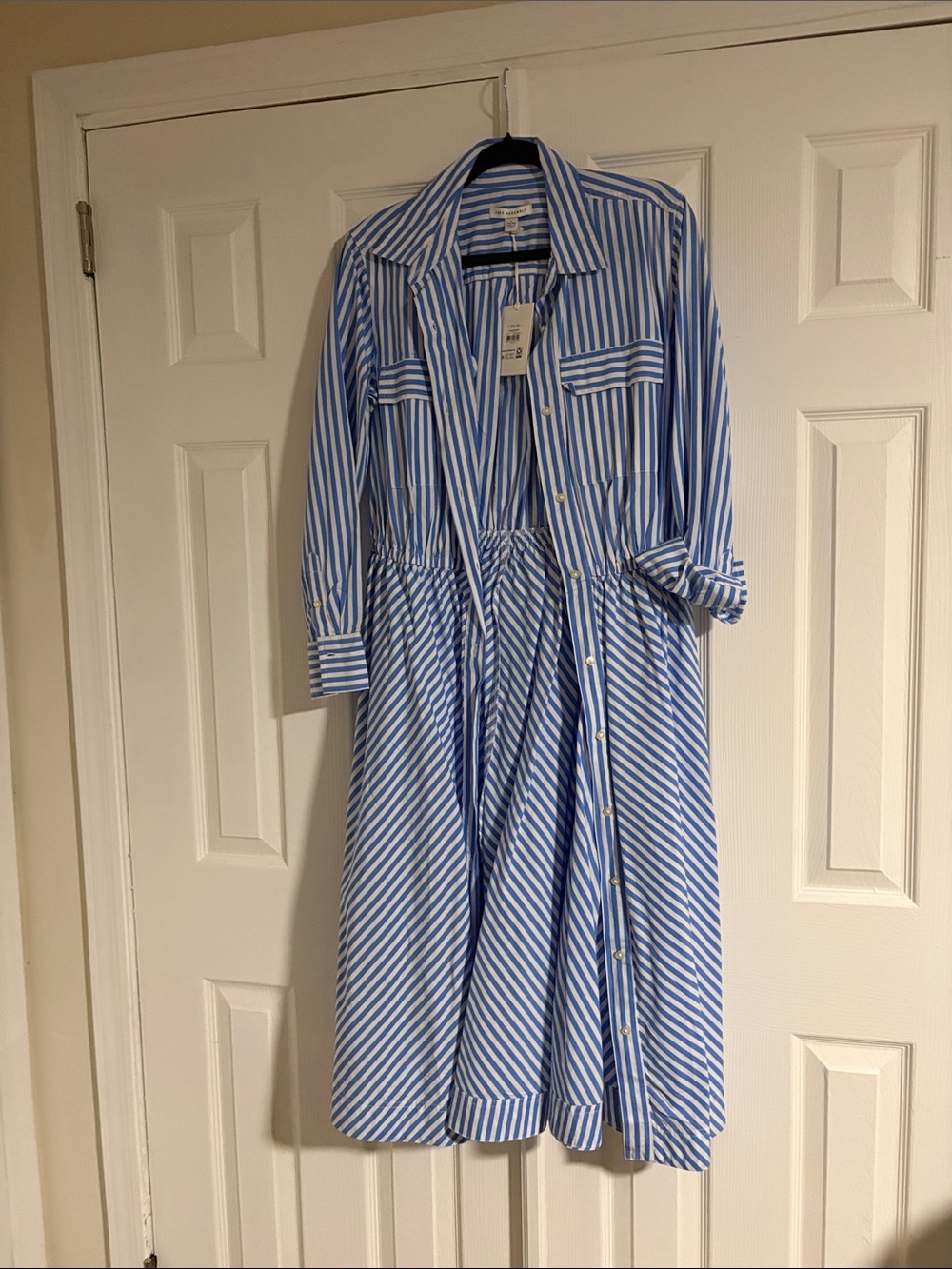 Striped Blue and White Long Sleeve Shirt Dress